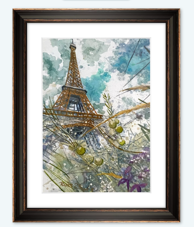 Aquarell-Bild " Paris" Druck