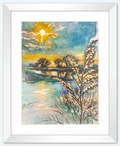 Aquarell - Bild " Winter an der Elbe" Druck