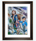 Aquarell- Bild " Kinder im Himalaya 2023" - Druck