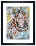Aquarell-Bild als Druck " Namibia - bei den Himbas 27"