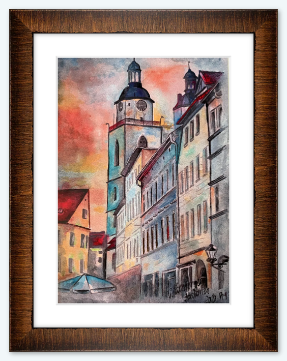 Aquarell Bild als Druck (Stadtkirche Wittenberg)